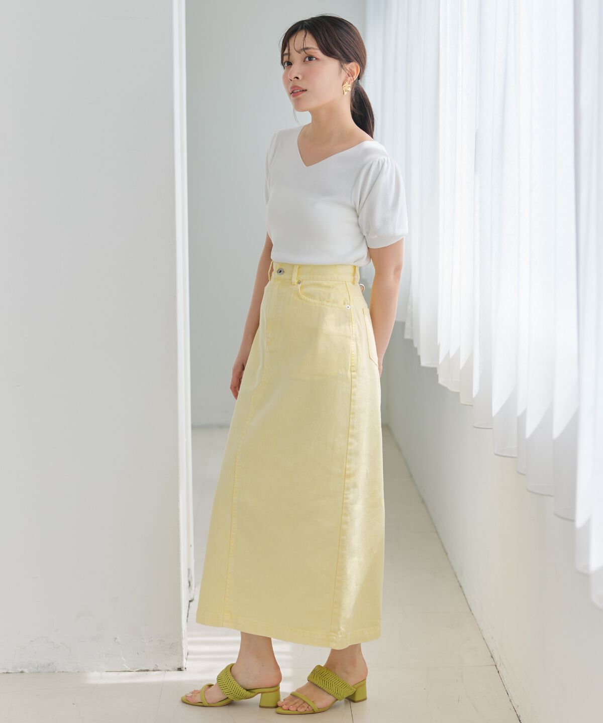 アンドクチュール「ウォッシュドカラーデニムスカート」|スカート|