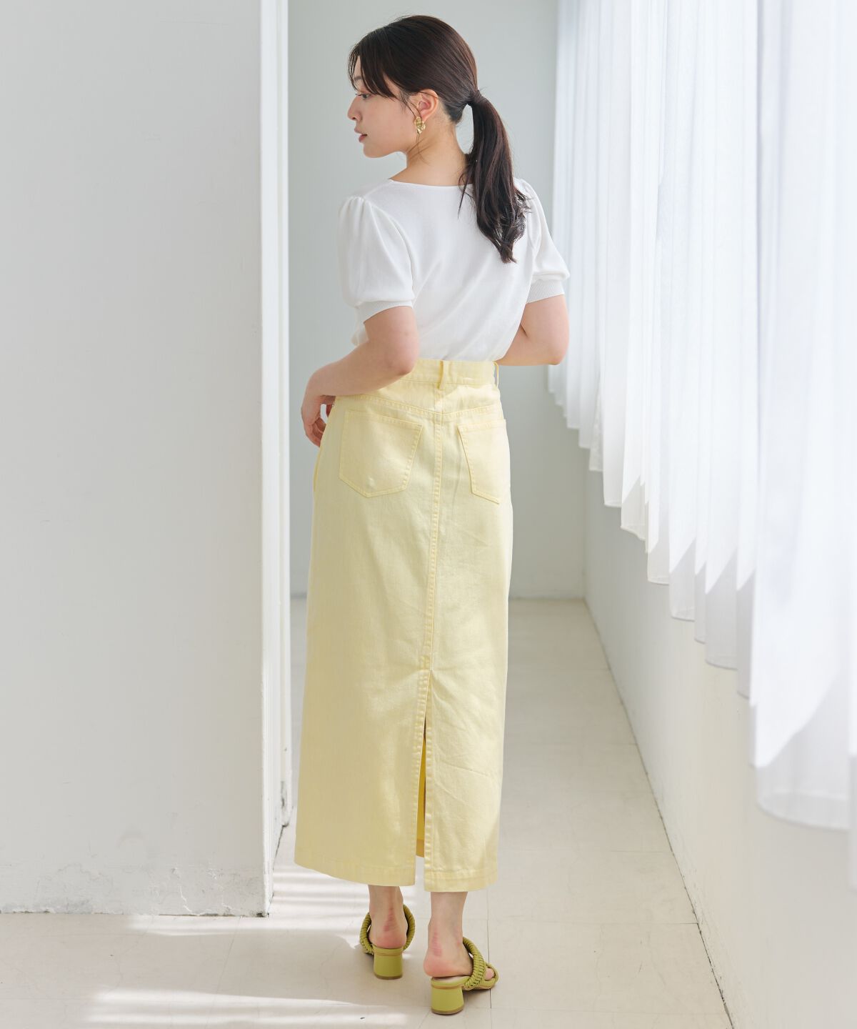 アンドクチュール「ウォッシュドカラーデニムスカート」|スカート|