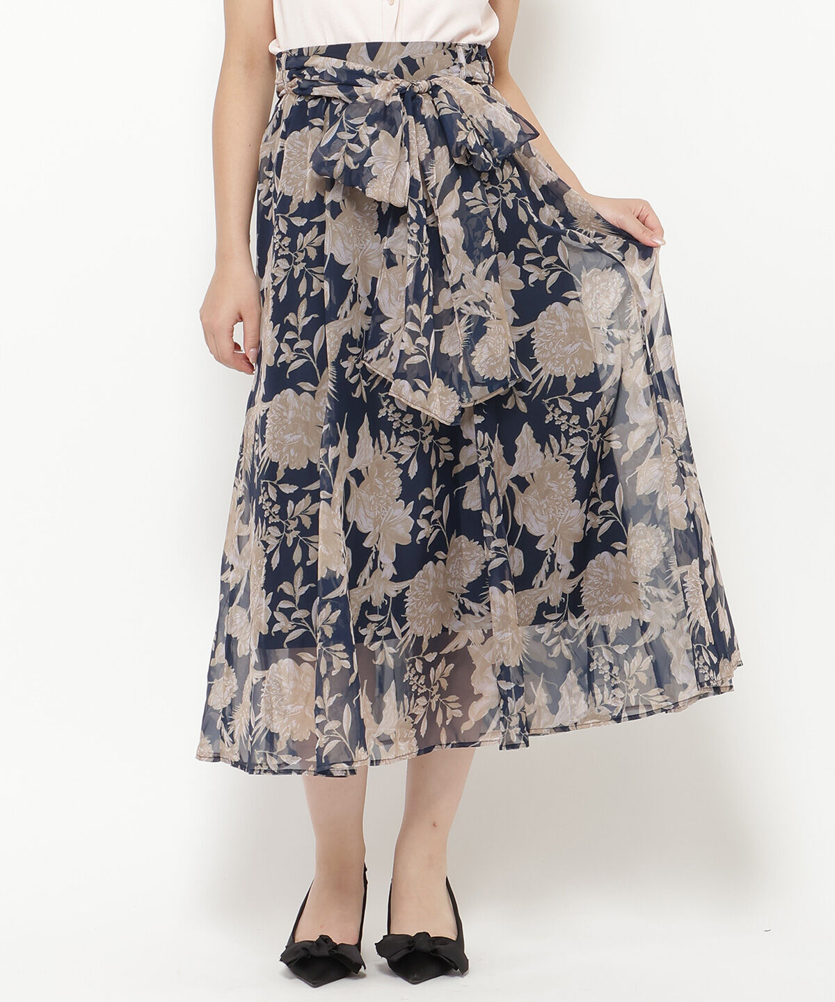 REDYAZEL「フラワープリントスカート」|フレア|