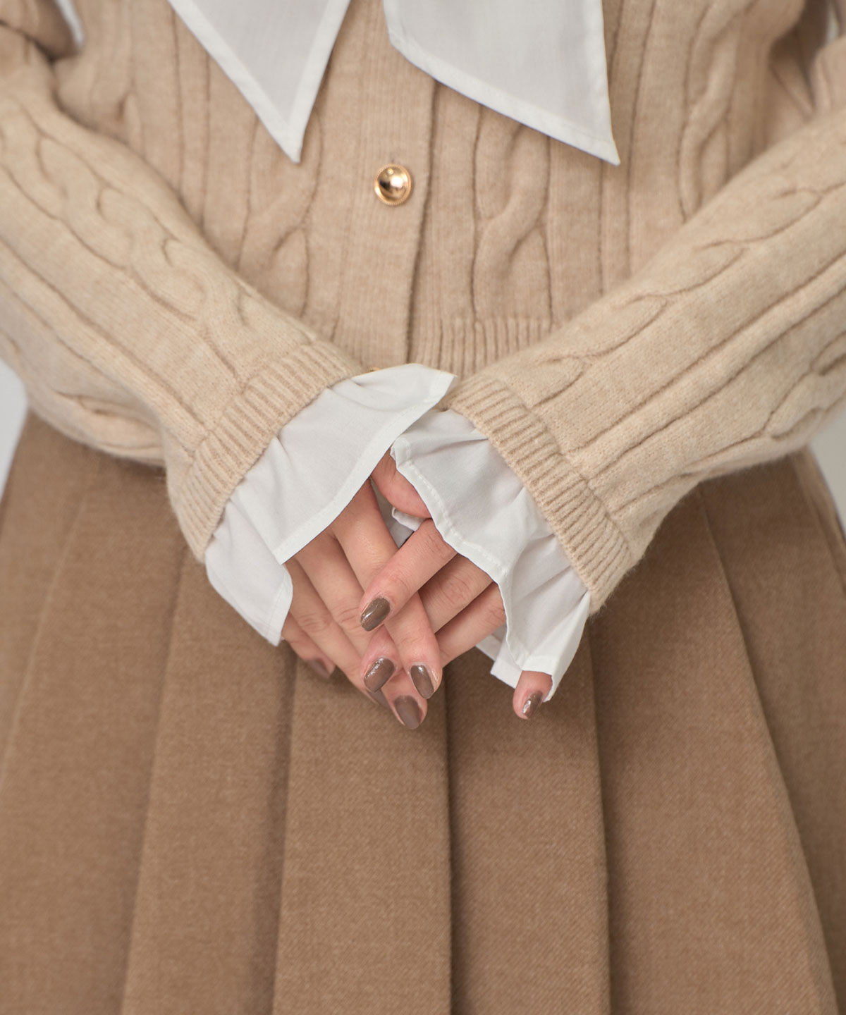 REDYAZEL「ボウタイケーブルニットプルオーバー」|ニット・セーター|