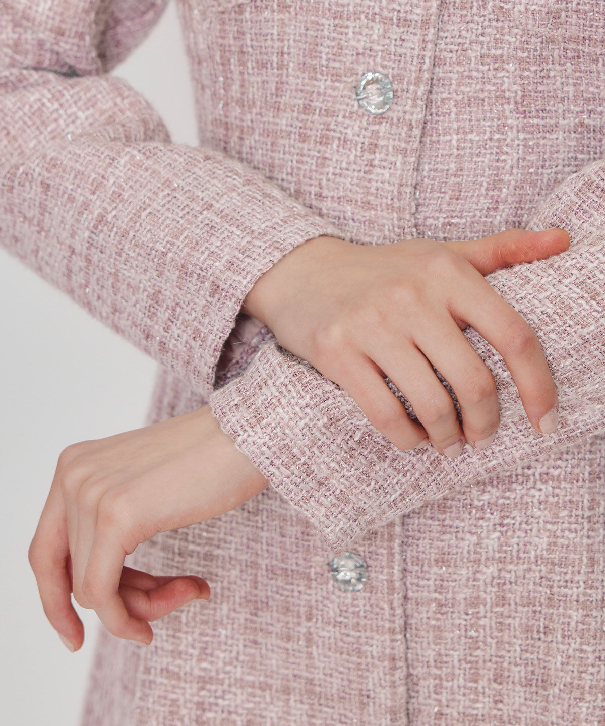 REDYAZEL「ビジューボタンファンシーツイードシャツミニワンピース」|ワンピース|