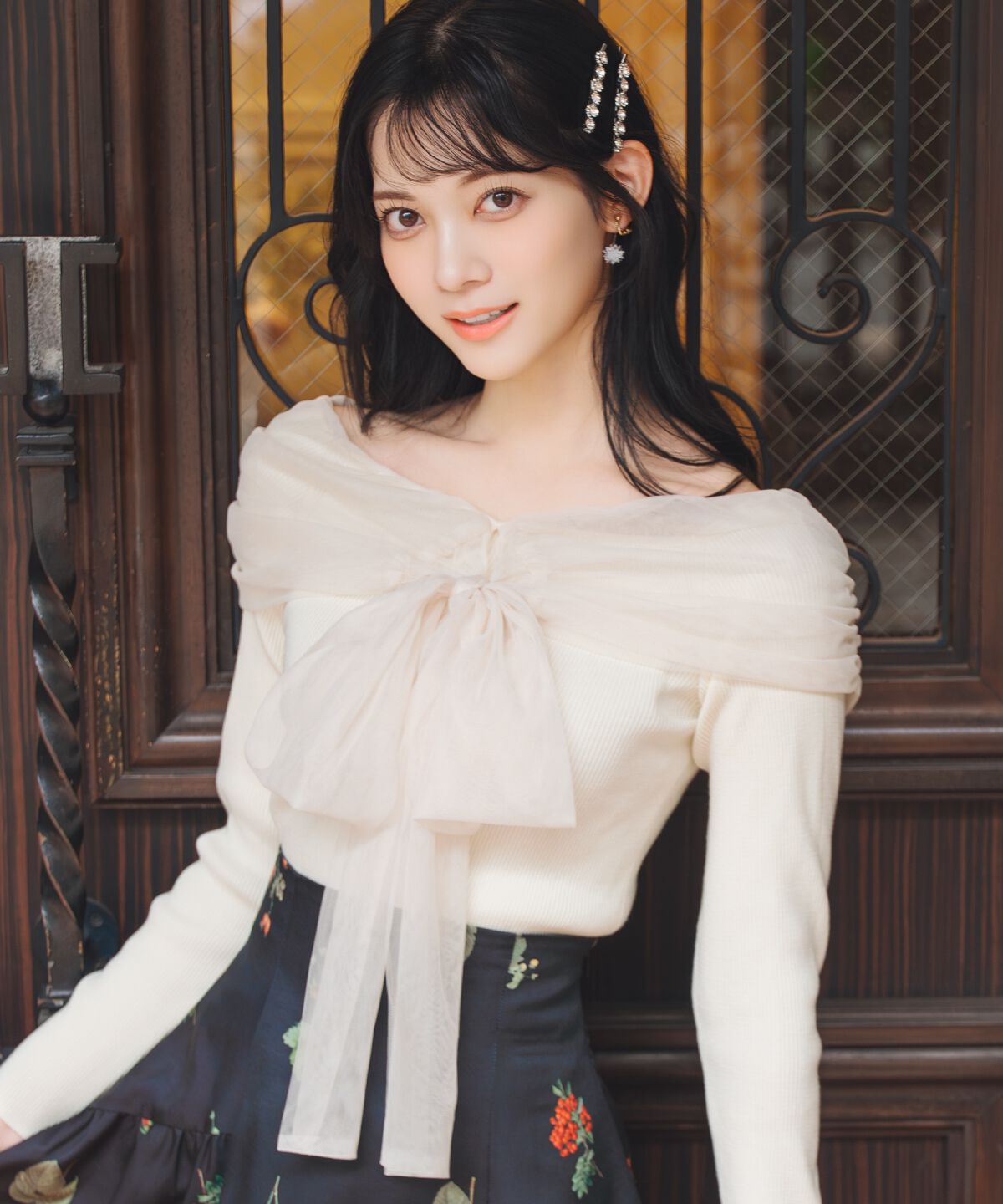 WILLSELECTION「リボンチュールレイヤードリブニット」|ニット・セーター|