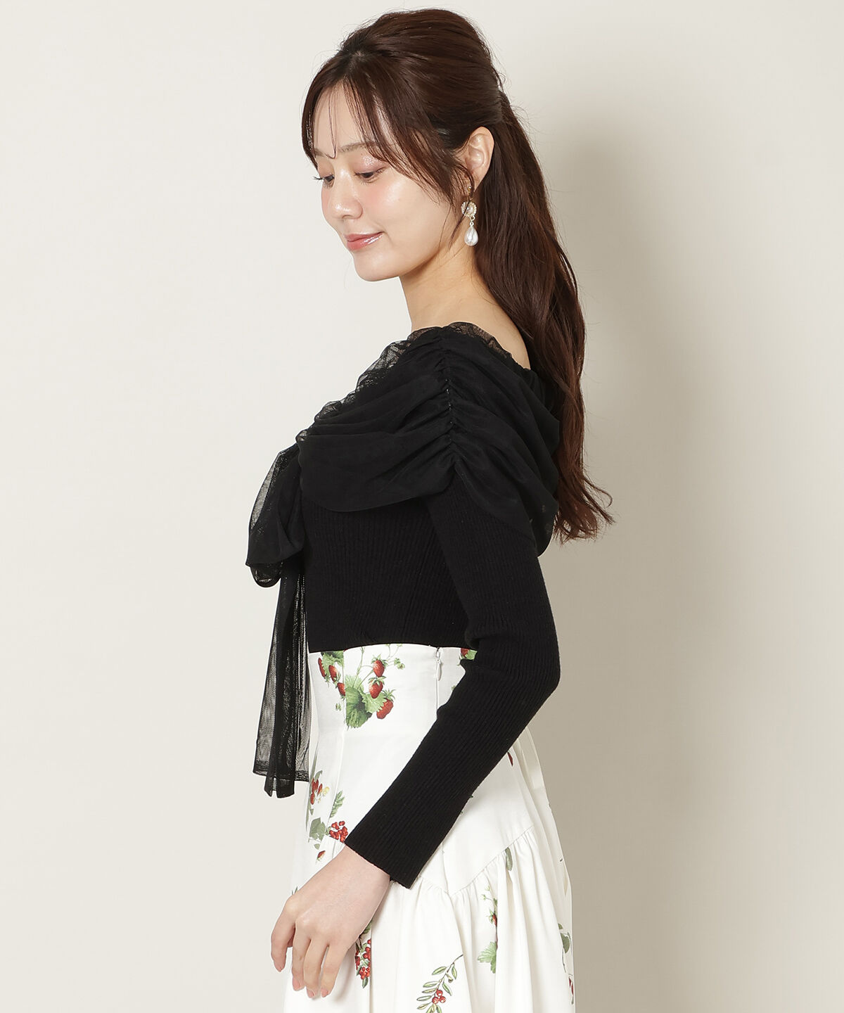 WILLSELECTION「リボンチュールレイヤードリブニット」|ニット・セーター|