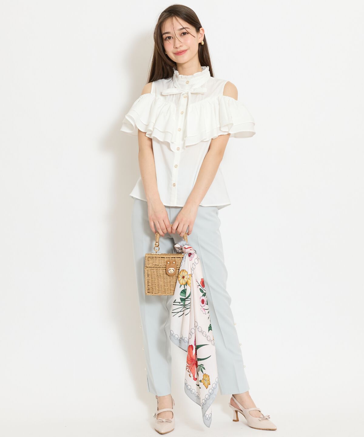 WILLSELECTION「スタンドフリル２WAYスリーブブラウス」|シャツ・ブラウス|