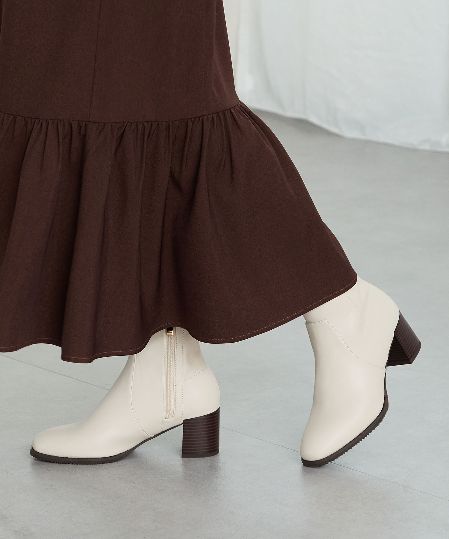 ORiental TRaffic「【 美脚 】 チャンキー ヒール ミドル ブーツ/31408 ヒール6ｃｍ 太ヒール 定番人気」|ショートブーツ|