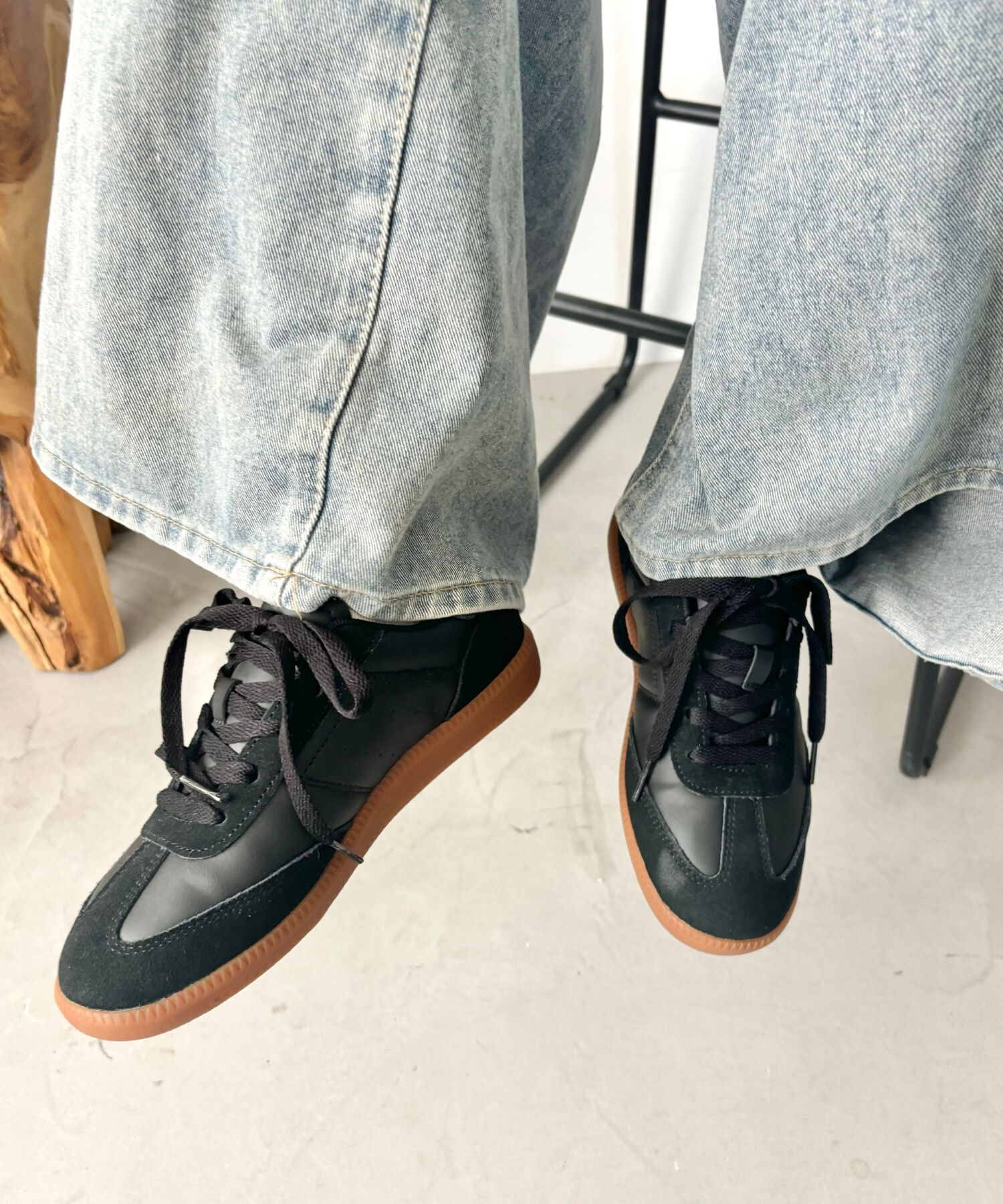 ORiental TRaffic「フラットソール レースアップ スニーカー /OT3744」|スニーカー|BLACK