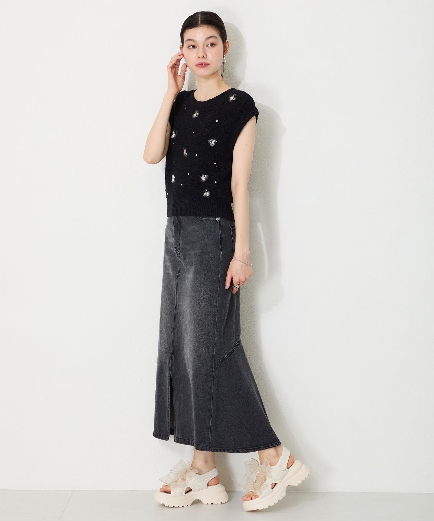 ORiental TRaffic「●2025春夏新作●ボリュームチュールリボン厚底サンダル/51237 厚底 リボン チュール 人気 トレンド」|サンダル|