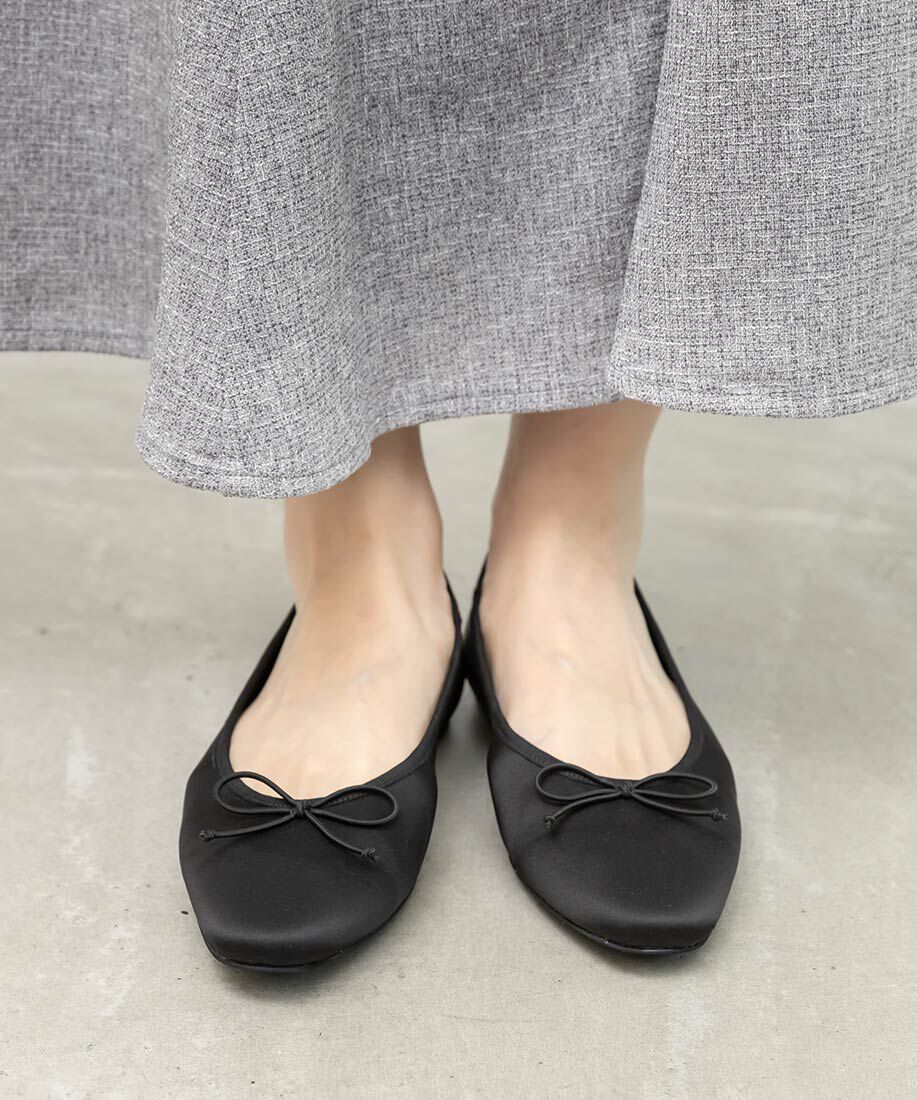  「軽量 スクエアトゥフラットパンプス」|パンプス|