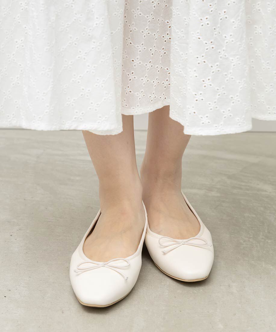  「軽量 スクエアトゥフラットパンプス」|パンプス|