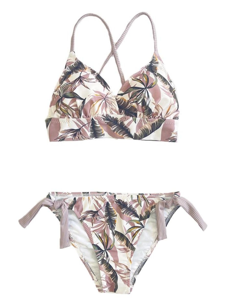 PEAK&PINE「ヴィンテージリーフ柄ショルダー三角ビキニ」|ビキニ|