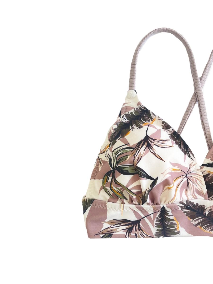 PEAK&PINE「ヴィンテージリーフ柄ショルダー三角ビキニ」|ビキニ|