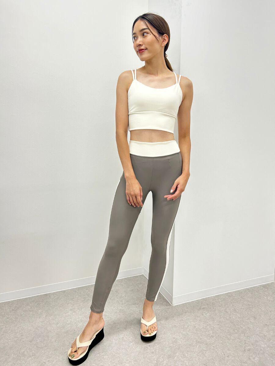 ALBOVE「リブ素材ストラッピーショルダーブラ」|ビキニ|