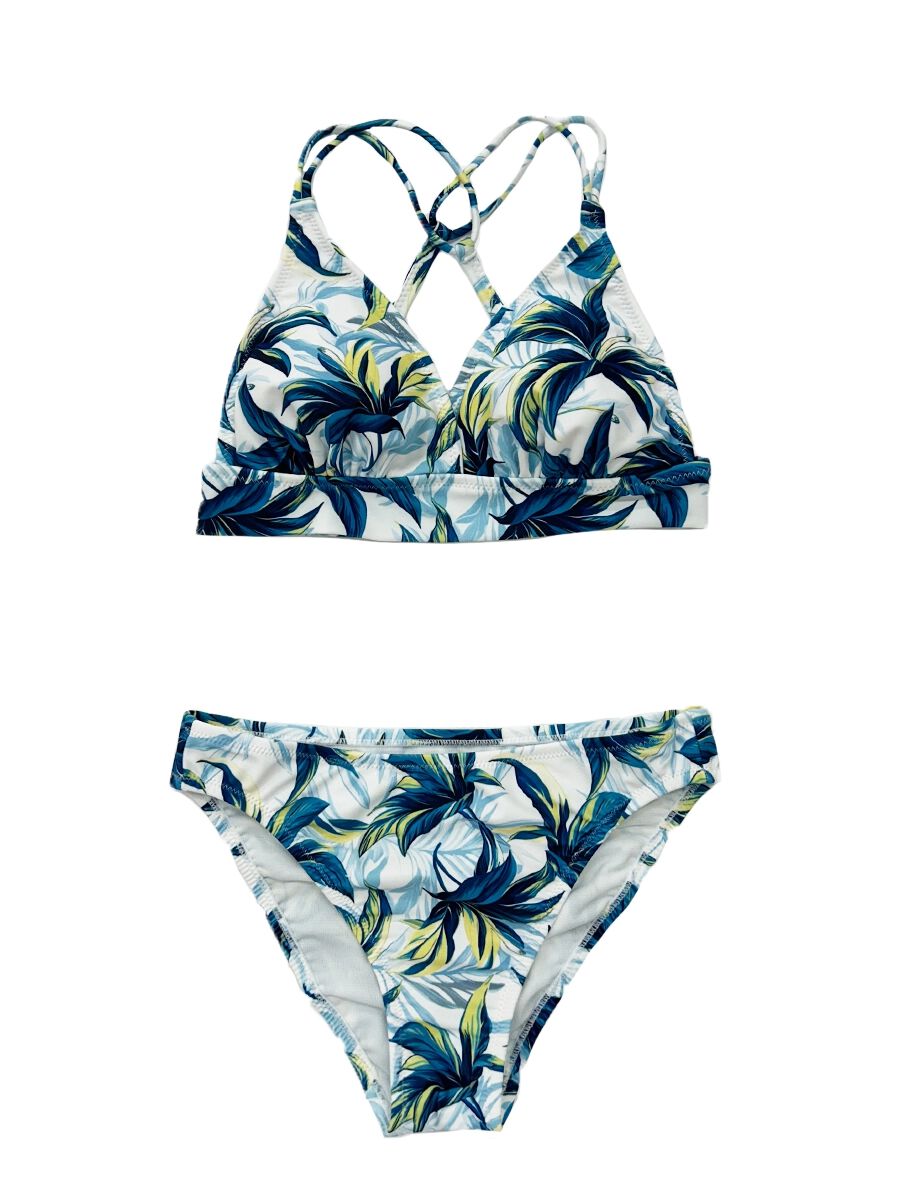 PEAK&PINE「トロピカルリーフ柄ショルダー三角ビキニ」|ビキニ|