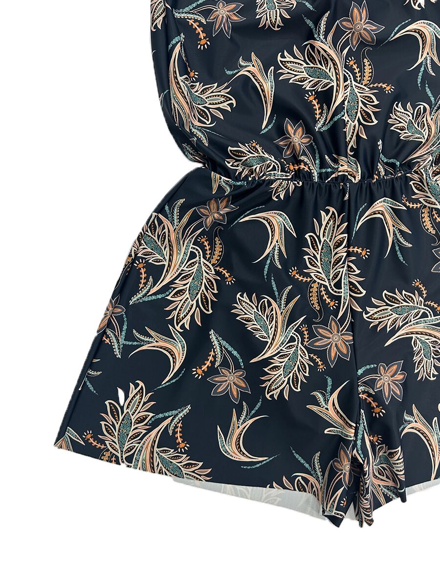 Riberce「【大人水着】オリエンタルフラワー柄オールインワン水着」|コンビネゾン|