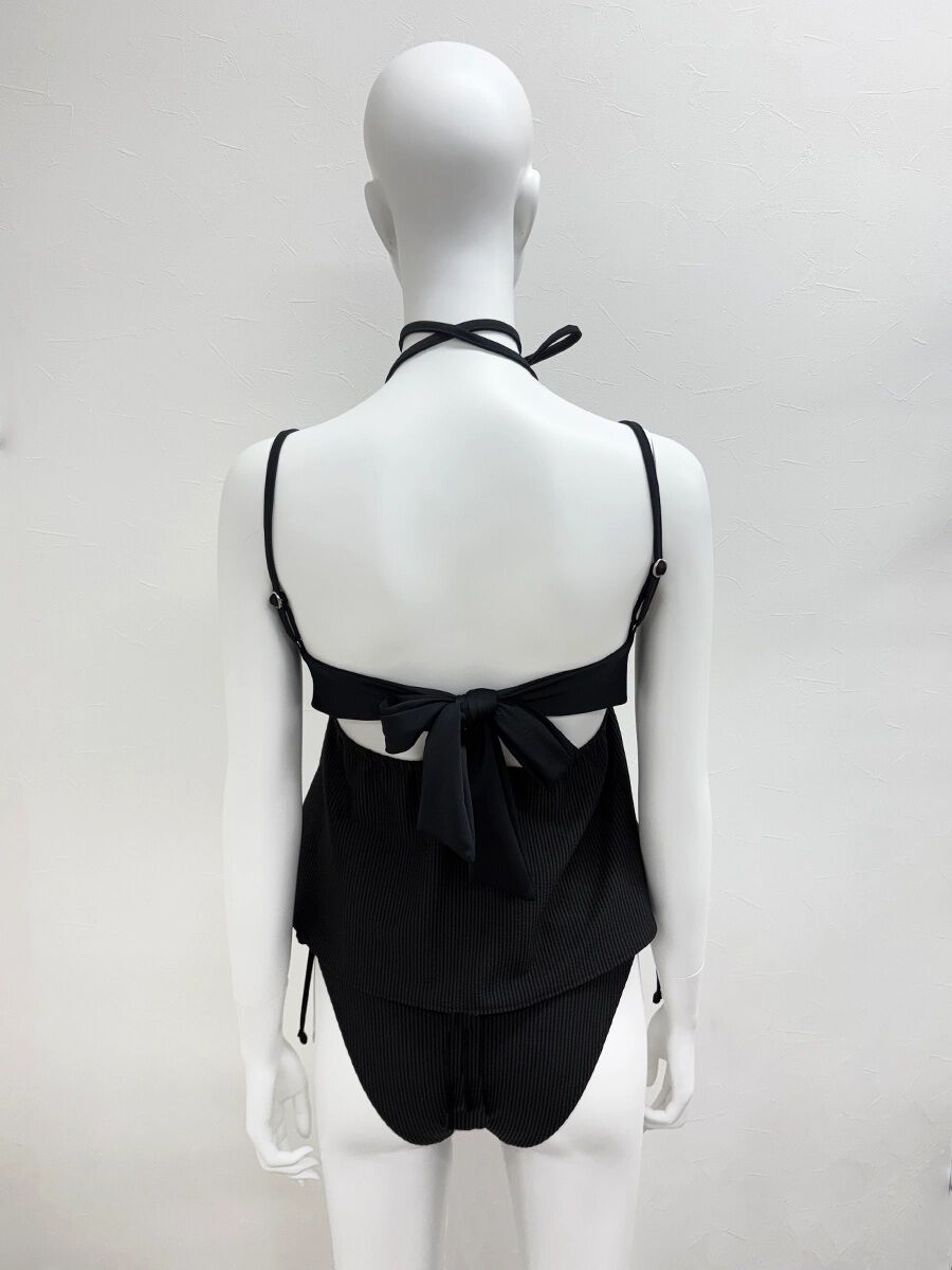 PEAK&PINE「無地チョーカー風リボンベアトップビキニ/ベアキニ」|ビキニ|