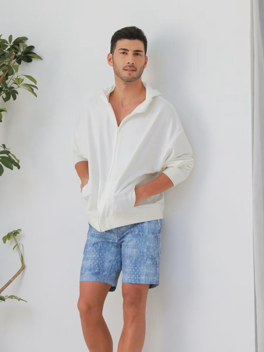 Riberce「【新作】デニムプリントレギュラー丈メンズサーフパンツ」|スポーツ|