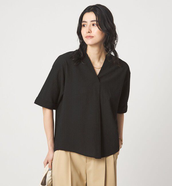 UNITED ARROWS green label relaxing「サッカー スキッパー プルオーバー カットソー」|Tシャツ・カットソー|BLACK