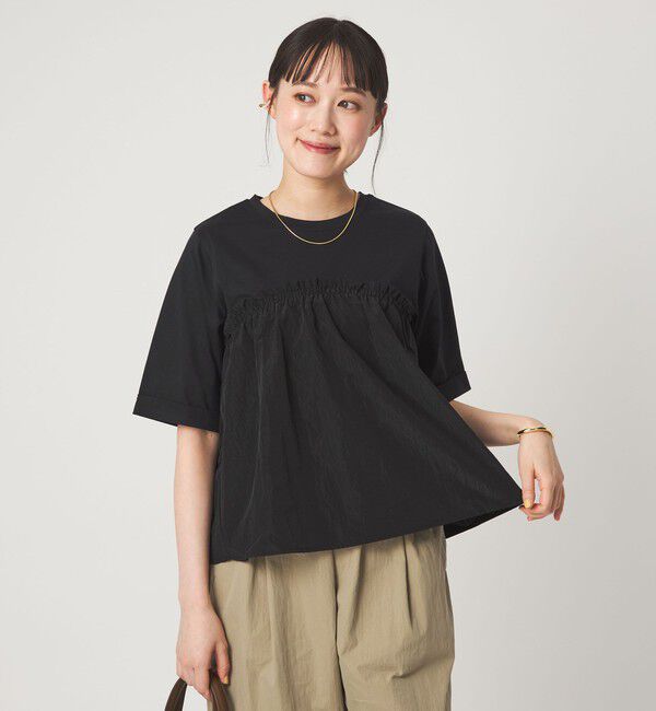 UNITED ARROWS green label relaxing「タフタ ドッキング ビスチェ プルオーバー」|Tシャツ・カットソー|BLACK