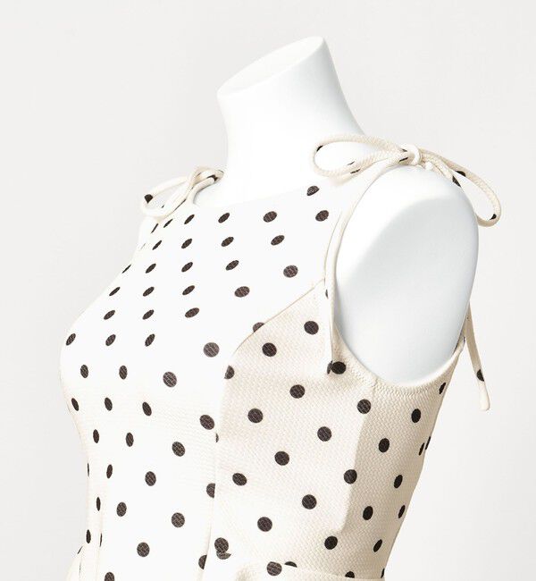 UNITED ARROWS green label relaxing「ハイネックWリボンフレア&ショーツ ドット柄 オフホワイト スイムウェア / 水着」|その他|