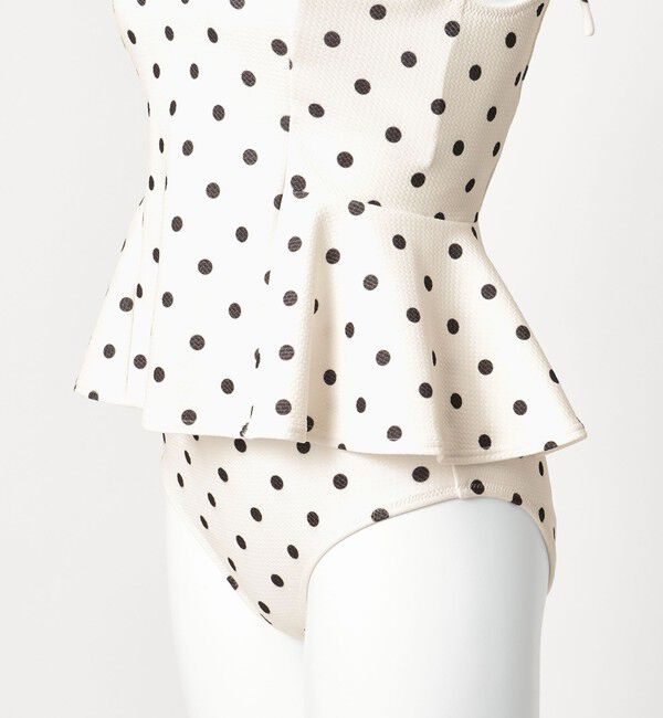 UNITED ARROWS green label relaxing「ハイネックWリボンフレア&ショーツ ドット柄 オフホワイト スイムウェア / 水着」|その他|