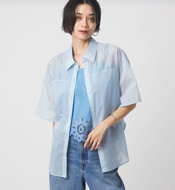 UNITED ARROWS green label relaxing「【結論シリーズ】リボンハイウエストシャツ［size SHORTあり］」|シャツ・ブラウス|