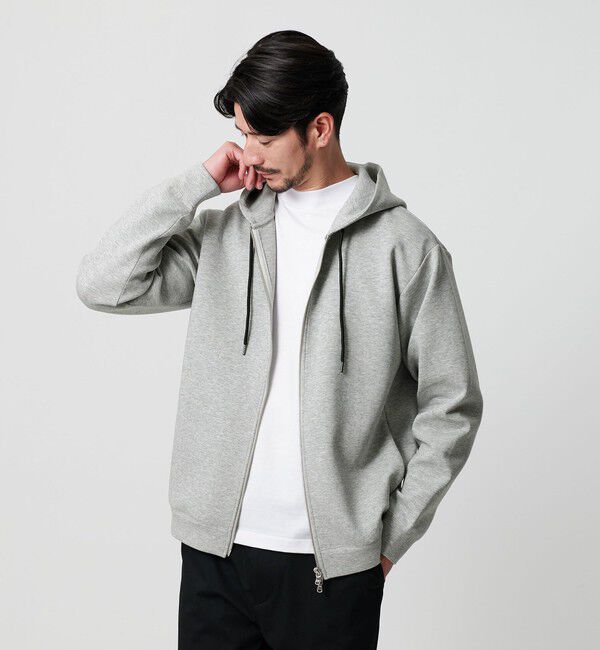 BEAUTY&YOUTH UNITED ARROWS「【WEB限定 WARDROBE SMART】ダブルニット ジップパーカー/セットアップ対応【抗菌・防臭】」|パーカー|MD.GRAY