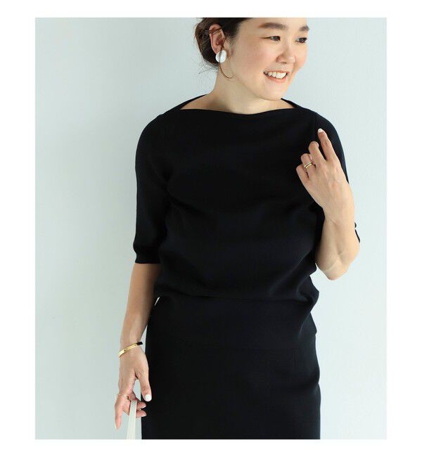 Demi-Luxe BEAMS 「シンプル ボートネックニット .M」|ニット・セーター|BLACK
