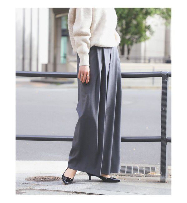 Demi-Luxe BEAMS 「ATON / ウールトロピカル ワイドイージーパンツ」|チノ|TOP_GREY