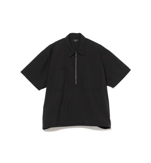 BEAMS「ハーフジップ プルオーバー シャツ」|シャツ・ブラウス|BLACK