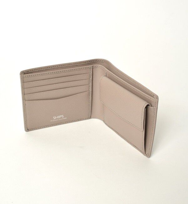 SHIPS「SHIPS:【SAFFIANO LEATHER】 イタリアンレザー 2つ折 財布」|財布|ベージュ