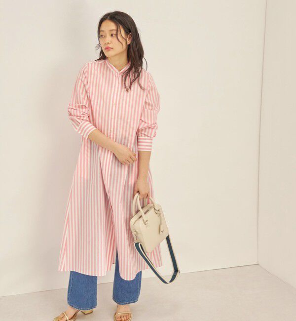 SHIPS for women「〈手洗い可能〉MANTECO カラー ストライプ ワンピース」|ワンピース|ピンク