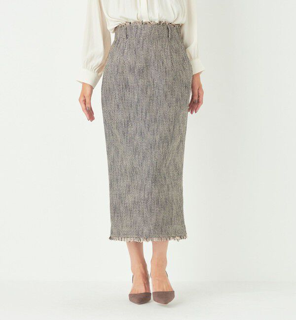 SHIPS Colors 「SHIPS Colors:〈手洗い可能〉ツイード タック タイト スカート（セットアップ対応可能）」|タイト|