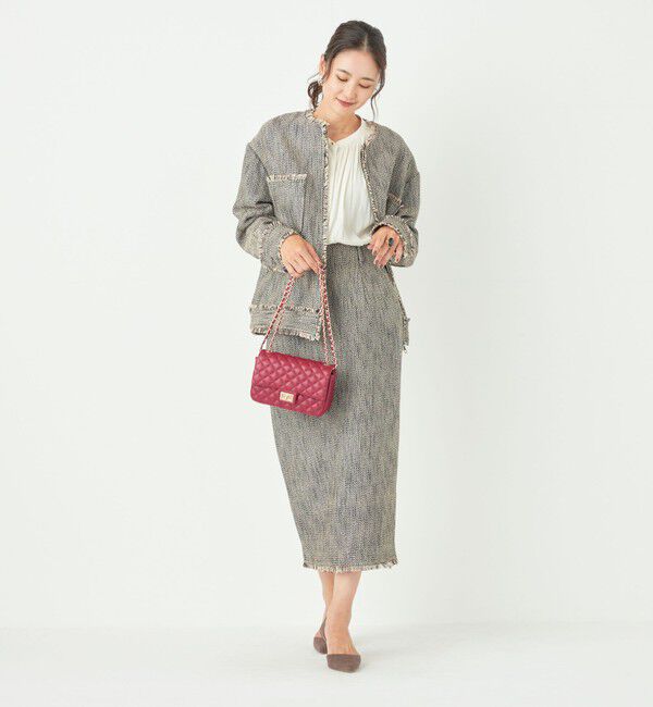 SHIPS Colors 「SHIPS Colors:〈手洗い可能〉ツイード タック タイト スカート（セットアップ対応可能）」|タイト|