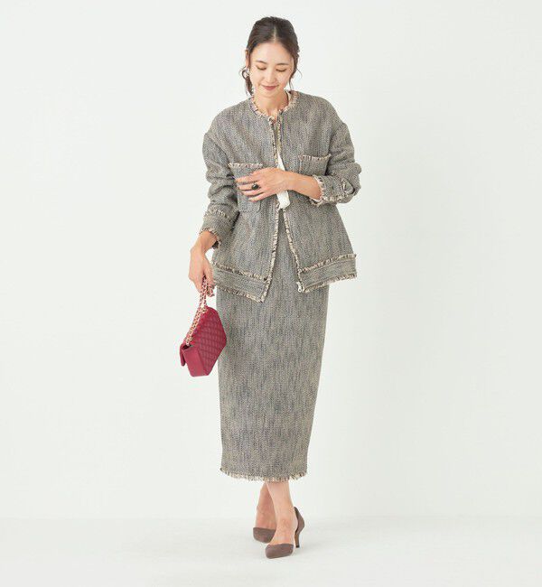 SHIPS Colors 「SHIPS Colors:〈手洗い可能〉ツイード タック タイト スカート（セットアップ対応可能）」|タイト|