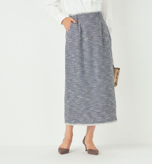 SHIPS Colors 「SHIPS Colors:〈手洗い可能〉ツイード タック タイト スカート（セットアップ対応可能）」|タイト|ネイビー