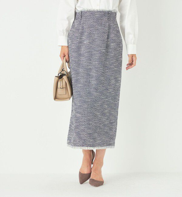 SHIPS Colors 「SHIPS Colors:〈手洗い可能〉ツイード タック タイト スカート（セットアップ対応可能）」|タイト|