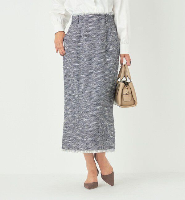 SHIPS Colors 「SHIPS Colors:〈手洗い可能〉ツイード タック タイト スカート（セットアップ対応可能）」|タイト|