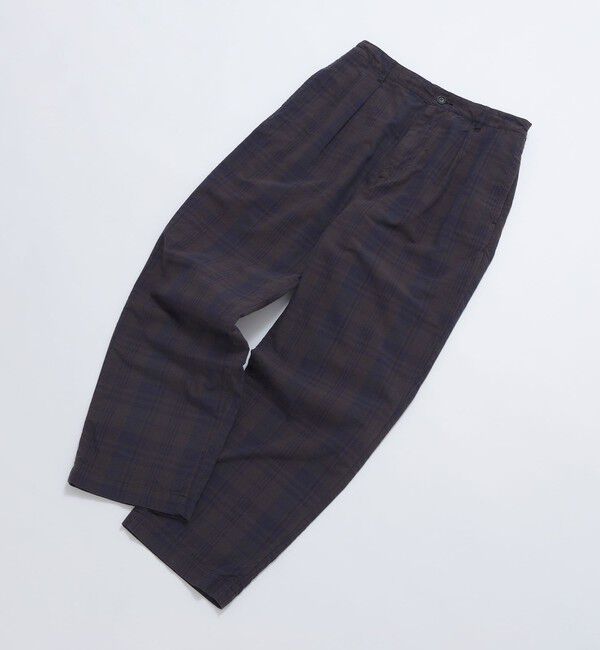 SHIPS「SHIPS: 〈セットアップ対応〉ダークトーン チェック コットン イージー トラウザー」|チノ|