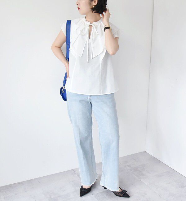 quaranciel「quaranciel:〈洗濯機可能〉ブロード ラッフル スタンドカラー ブラウス」|シャツ・ブラウス|