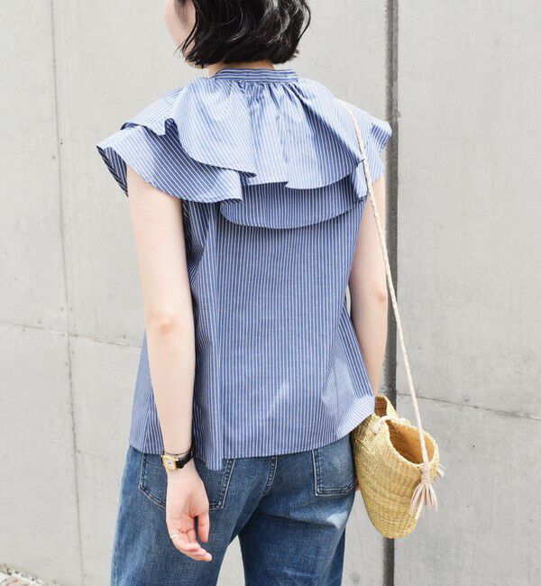 quaranciel「quaranciel:〈洗濯機可能〉ブロード ラッフル スタンドカラー ブラウス」|シャツ・ブラウス|