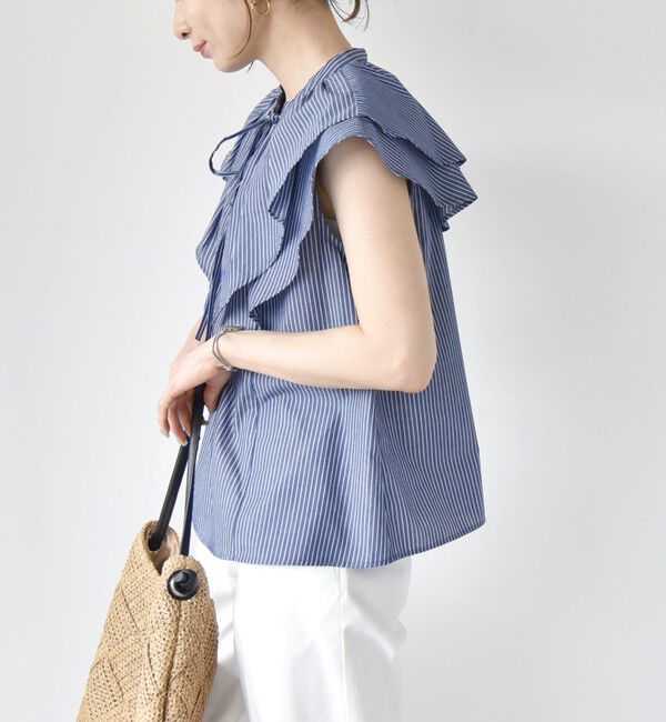 quaranciel「quaranciel:〈洗濯機可能〉ブロード ラッフル スタンドカラー ブラウス」|シャツ・ブラウス|