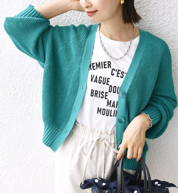 SHIPS for women「〈手洗い可能〉ペーパー ポリエステル Vネック カーディガン」|カーディガン|グリーン