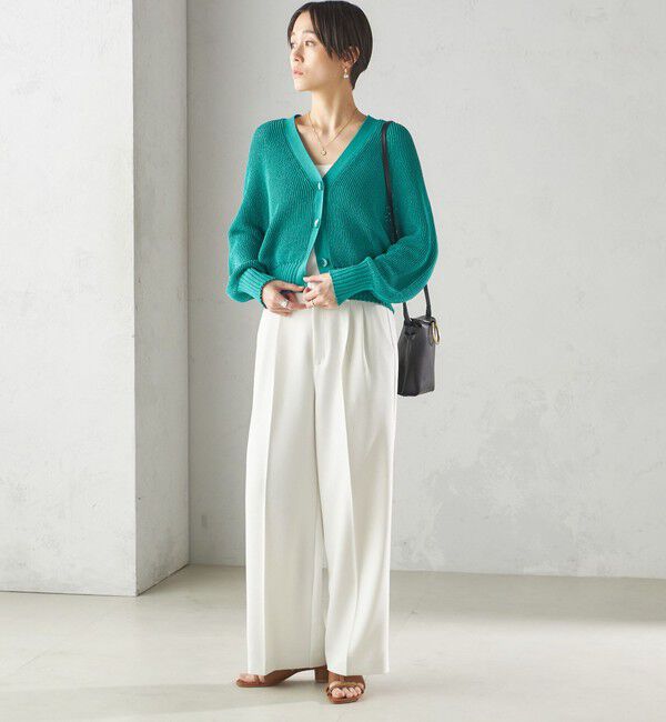 SHIPS for women「〈手洗い可能〉ペーパー ポリエステル Vネック カーディガン」|カーディガン|