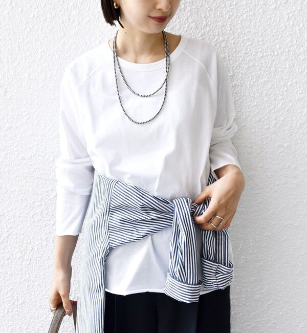 SHIPS for women「〈手洗い可能〉ベースボール TEE」|Tシャツ・カットソー|ホワイト