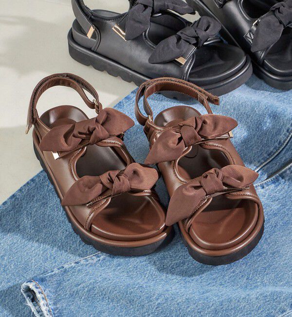 SHIPS for women「2WAY リボン サンダル」|サンダル|ブラウン