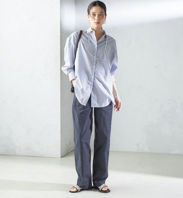 SHIPS for women「SHIPS Primary Navy Label:コットン タイプライター ビッグ シャツ」|シャツ・ブラウス|