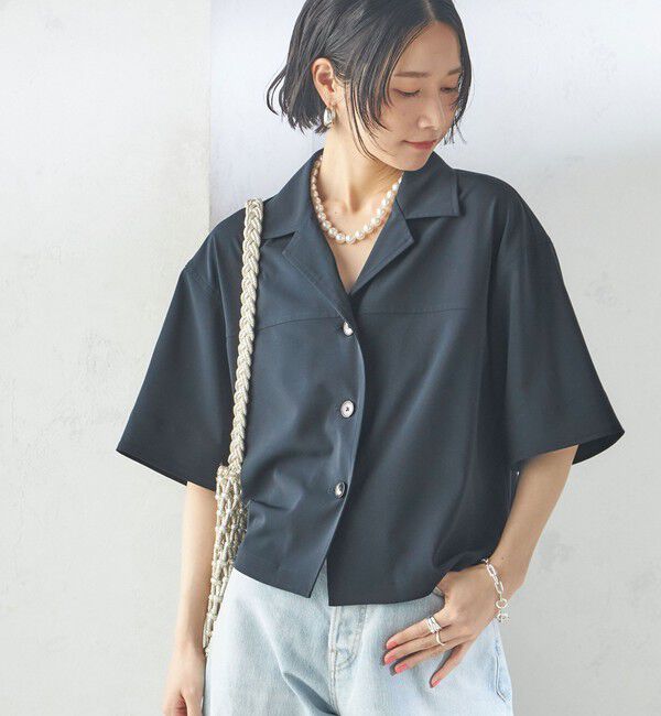 SHIPS for women「〈手洗い可能〉オープン カラー シャツ ジャケット」|シャツ・ブラウス|ネイビー