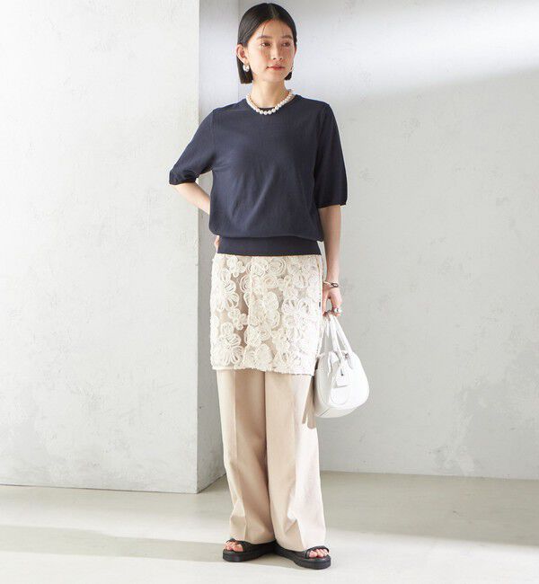 SHIPS for women「《予約》〈手洗い可能〉フラワー 刺繍 チュール ラップ スカート」|スカート|