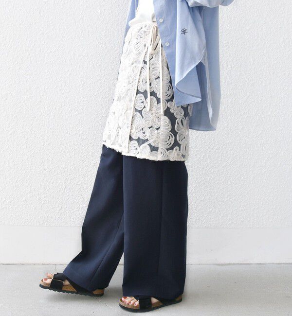 SHIPS for women「《予約》〈手洗い可能〉フラワー 刺繍 チュール ラップ スカート」|スカート|