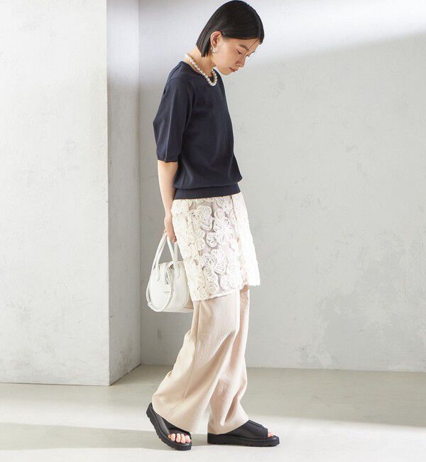 SHIPS for women「《予約》〈手洗い可能〉フラワー 刺繍 チュール ラップ スカート」|スカート|